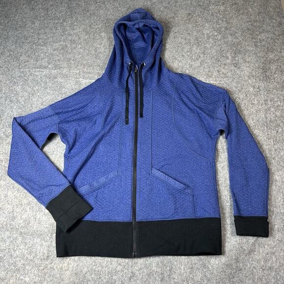 Lucy Activewear Jacket Womens Medium Quilted Hoodie Full Zip Blue Athletic - Picture 1 of 10